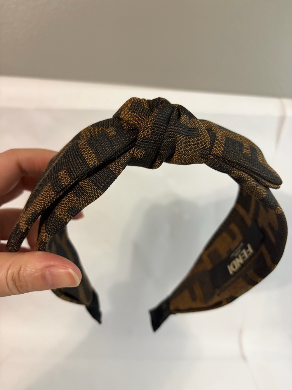 Fendi Brown & Black Knotted Monogram Headband
